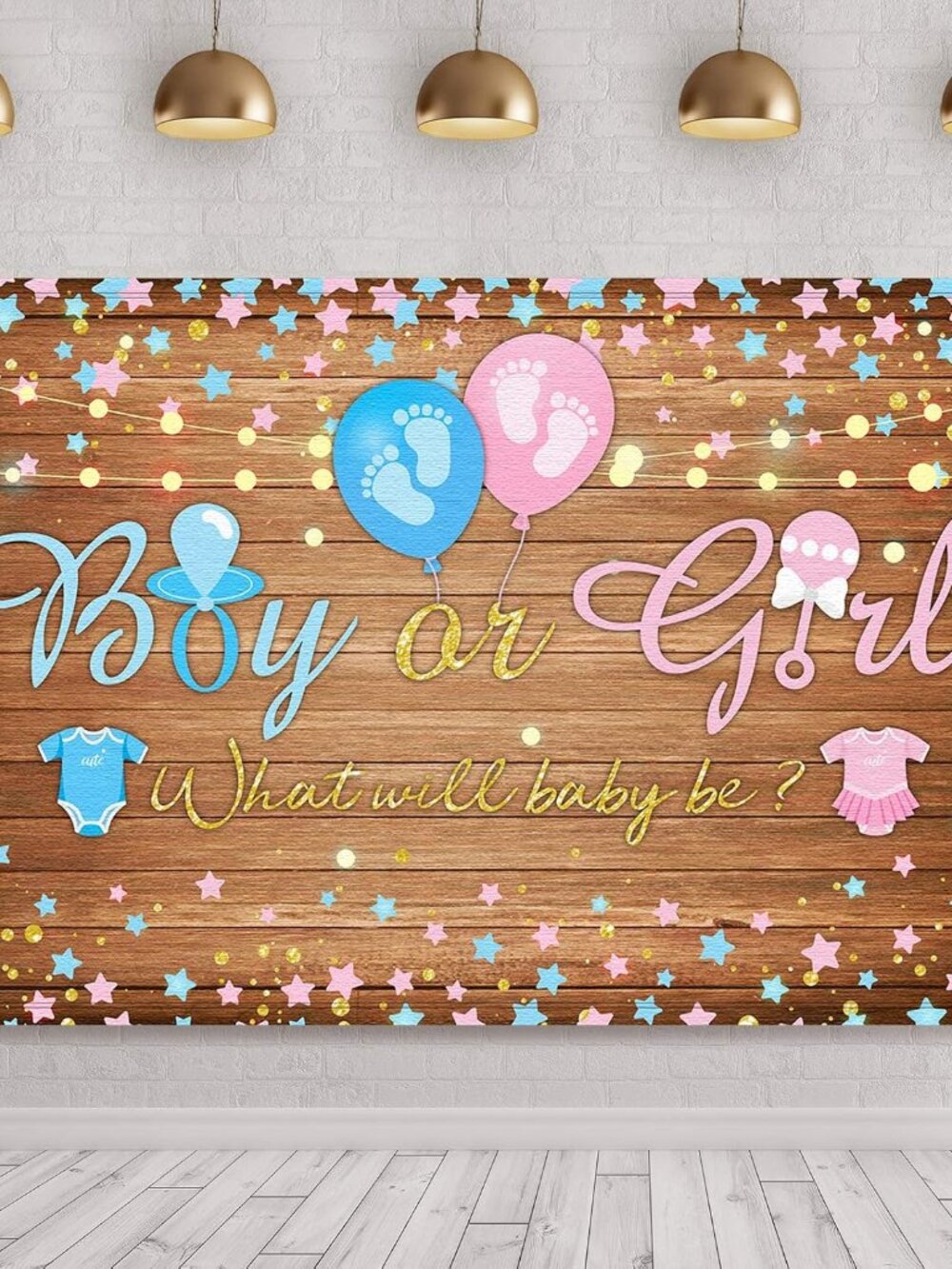 Gender Reveal Backdrop 70. 8 x 43. 3 Inch Boy or Girl Sign Banner Gender Reveal
